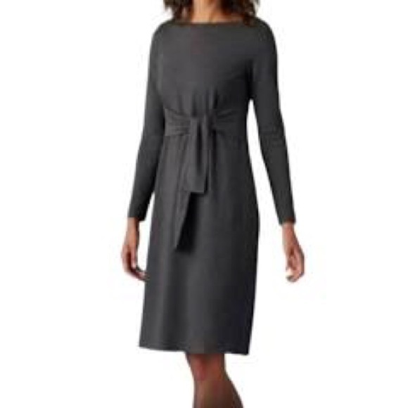 J Jill Wearever Collection Career Charcoal Tie Front Knee Length Dress Medium - Picture 1 of 10